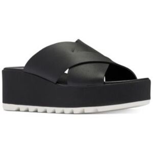 Sorel Black and White Platform Sandals